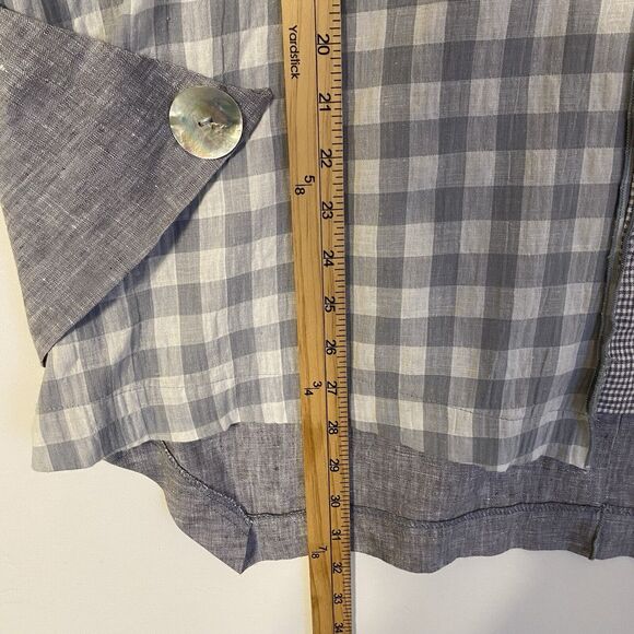 Moonlight Y&S Fashion Linen Tunic M Gray Plaid Oversized Boho Lagenlook Artsy - Picture 8 of 11